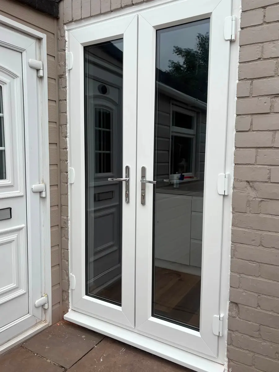 White French doors viewed from outside
